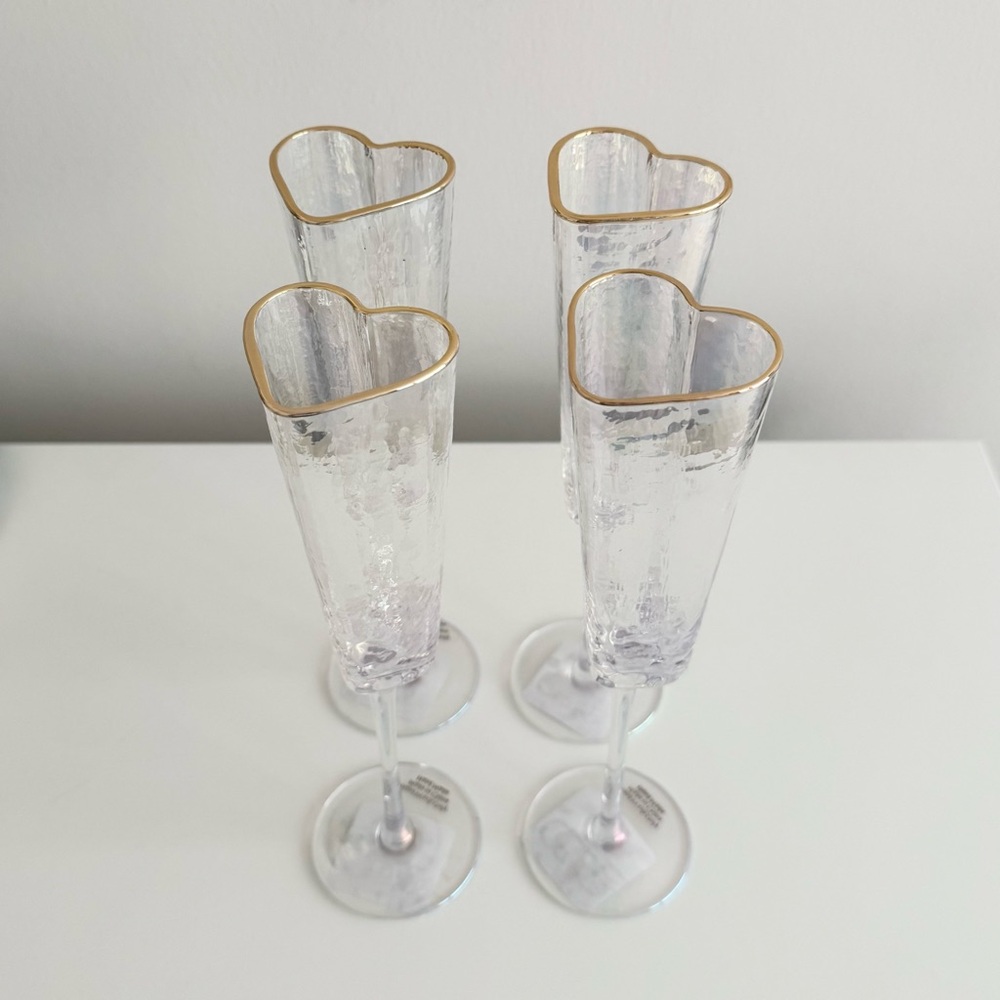 Iridescent Heart Champagne Glasses